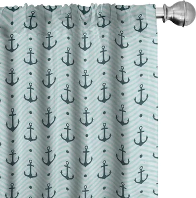 Immagine prodotto di ABAKUHAUS Tende, tendaggi, onde astratte a zig zag su sfondo chevron, motivo illustrato, 2 pezzi 75 x 225 cm, verde scuro turchese