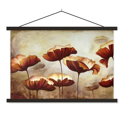 Produktbild von MuchoWow® Textilposter Malerei - Blumen - Ölfarbe - Pflanzen 60x40 cm mit schwarzem Rahmen - Hölzernes