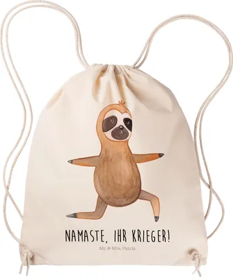 Produktbild von Mr. & Mrs. Panda Stoffbeutel Faultier Yoga - Transparent - Geschenk, festival tasche, rucksack beutel, Jutebeutel, Gelassenheit, Meditation, Namaste, wander