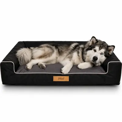 Produktbild von Großes Hundebett Hundesofa Hundekissen Hundekörbchen  Waschbar - Farbe Schwarz - Hundematte Größe XXL - 118x78 cm