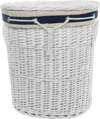 Immagine prodotto di Cesto portabiancheria Cassettone portabiancheria Vimini ovale bianco Coperchio Marine 55x42 H.62cm