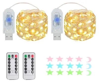 LED-Lichterkette USB, 50 LEDs, 8 Modi, Timer, IP65, 2x5m warmweiß