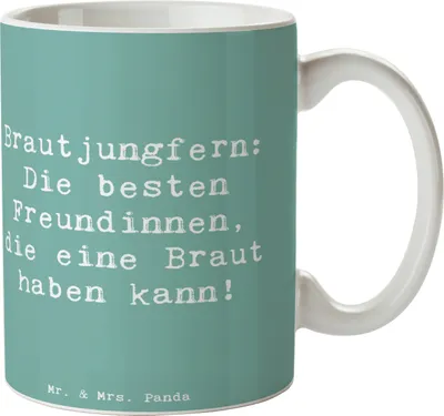 Produktbild von Mr. & Mrs. Panda Keramiktasse Spruch Beste Brautjungfern - Meeresbrise - Geschenk, Tasse, Hochzeitsvorbereitungen, Kaffeebecher, besten Freundinnen, unvergesslich, Heirat