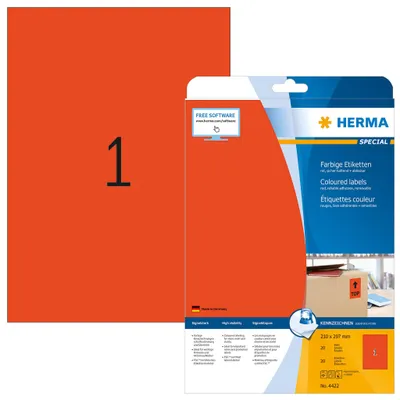 Produktbild von Etiketten A4 rot 210x297 mm Papier matt 20 St.