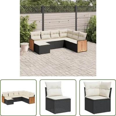 Produktbild von The Living Store 7-tlg. Garten-Sofagarnitur mit Kissen Schwarz Poly Rattan