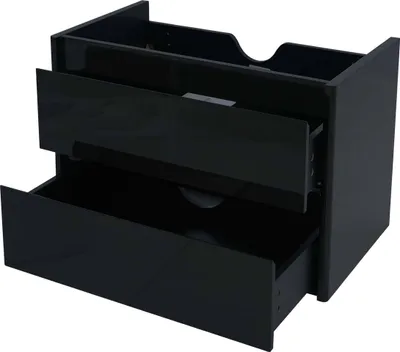 Image de Armoire sous lavabo HWC-B19, armoire sous lavabo salle de bain, haute brillance Soft-Close 50x60cm ~ noir