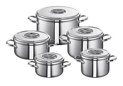 Produktbild von Schulte-Ufer Romana i Mega-Set, 5-tlg, Fleischtopf, Bratentopf, Schmortopf, Gartopf, Topf, Edelstahl 18/10, Ø 16 cm, 20 cm, 24 cm, Set131