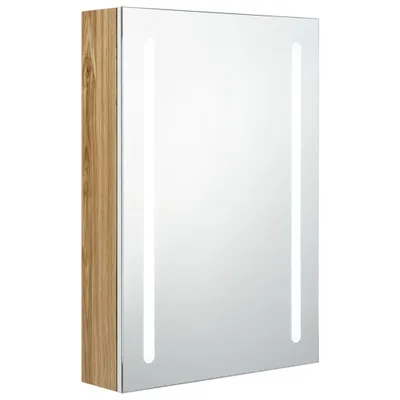 Obrázek produktu pro vidaXL LED koupelnová zrcadlová skříňka bílá a dubová optika 50x13x70 cm