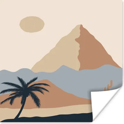 Produktbild von MuchoWow® Poster Pastell - Wüste - Sonne 100x100 cm - Babyzimmer