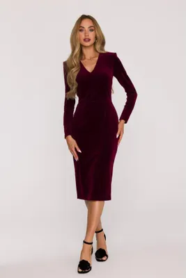 Zdjęcie produktu dla BeWear Sukienka damska midi Eosne M889 bordowy XL