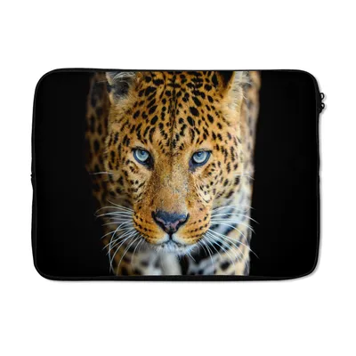 Produktbild von MuchoWow® Laptop Hülle 14 ZollLeopard - Tiere - Porträt - Wildtiere - Schwarz Laptoptasche - Laptoptasche - Stoßsicher - Schutzhaube