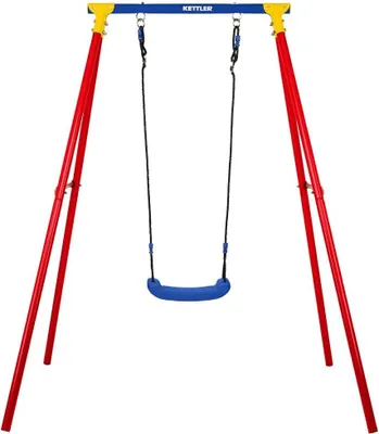 Produktbild von KETTLER Einzelschaukel SINGLE Rot/ Blau | Perfekt für kompakte Gärten | Sicher und Robust | Wetterfest | Ideal für langanhaltenden Spielspaß