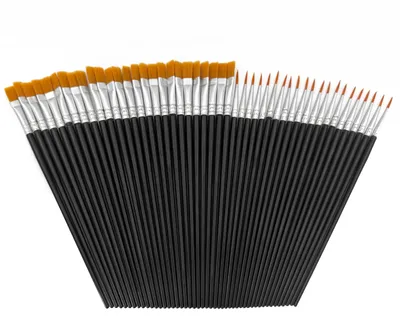 Produktbild von Set mit 100 runden und flachen Pinsel für Acrylfarben