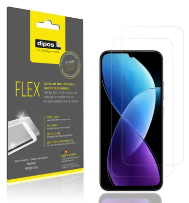 Immagine prodotto di 2x Pellicola protettiva per Redmi R70m 5G, rivestimento al 100%, Protezione dipos Flex