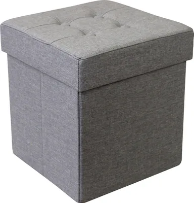 Immagine prodotto di Milani Home - pouf quadrato, tessuto, seduta poggiapiedi, grigio chiaro, 38 x 40 x 38 cm