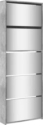 Produktbild von vidaXL Schuhschrank mit Spiegel 5 Fächer Betongrau 63x17x169,5 cm