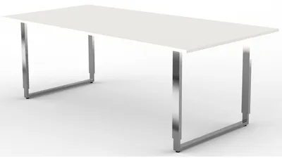 Produktbild von Kerkmann Konferenztisch Yukon weiß rechteckig, Kufen-Gestell silber, 200,0 x 100,0 x 68,0 - 82,0 cm