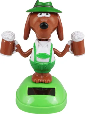 Produktbild von Armaturenbrett Wackelfigur Hund in Lederhose Bier Bayern Solarfigur
