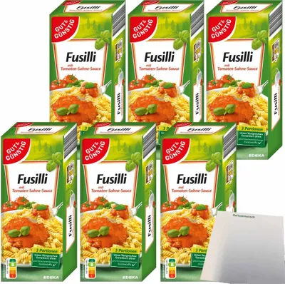 Produktbild von Gut& Fusilli mit Tomaten-Sahne-Sauce 6er Pack (6x375g Packung) + usy Block