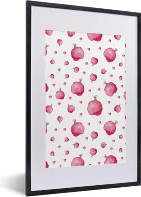 Produktbild von MuchoWow® Gerahmtes Poster Granatapfel - Obst - Aquarellfarbe 40x60 cm - Poster mit Schwarzem Bilderrahmen Wandposter Rahmen Foto Bilder - Poster in Rahmen
