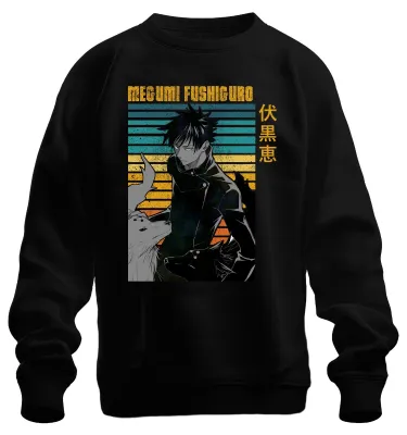 Produktbild von Megumi Fushiguro Jujutsu Kaisen Shikigami Geisterhunde Sweatshirt Pullover, Schwarz, L