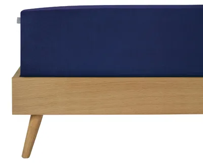 Produktbild von SCHIESSER Spannbettlaken Flexi | Einfarbig | 95/5 | 95 % Baumwolle, 5 % Elasthan | 150x200 cm (geeignet für Matratzen 140x200 cm bis 160x220 cm, Matratzenhöhe bis 30 cm) | Dunkelblau