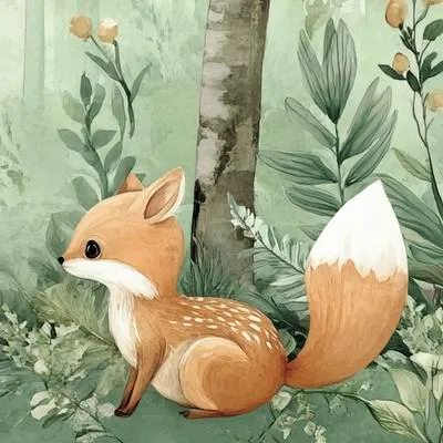 Produktbild von Leinwandbild Fuchs im Wald 30x30 cm