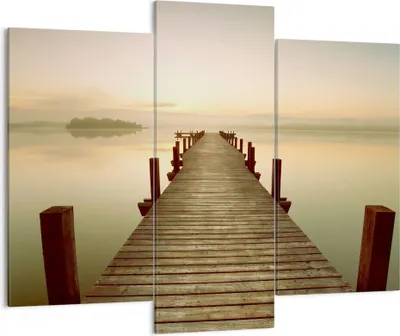 Produktbild von Bild auf Leinwand - Leinwandbild - Brücke See - 130x100cm - Wand Bild - Wanddeko - Wandbilder - Leinwanddruck - Bilder - Kunstdruck - Wanddekoration - Leinwand bilder - Wandkunst - CB130x100-3625