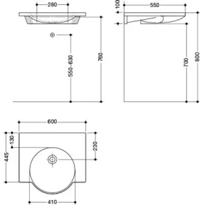 Produktbild von HEWI 950.11.120 Waschtisch,