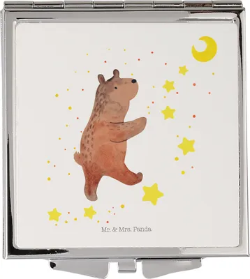 Produktbild von Mr. & Mrs. Panda Kosmetikspiegel Bär Träume - Weiß - Geschenk, Handspiegel, Kleiner Spiegel, Frauen, Klappbarer, Schminkspiegel, Träumen, Traum, Teddy, Traumdeutung