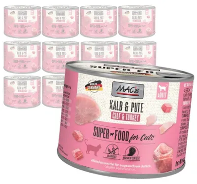 Produktbild von MAC's Katzen-Nassfutter Kalbfleisch/Pute 12 x 200 g