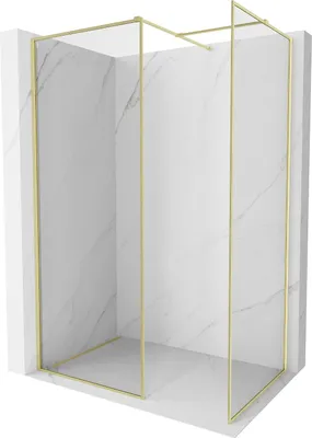 Produktbild von Mexen Kioto-F Duschabtrennung Walk-in mit Rahmen 130 x 85 cm, transparent 8 mm, gold gebürstet - 800-130-202-04-55-085