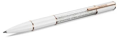 Immagine prodotto di Penna a sfera Swarovski Crystalline Lustre, bianca, con finitura in lega rosa oro. Novità 2024. Codice prodotto: 5694174. Codice EAN: 9009656941744