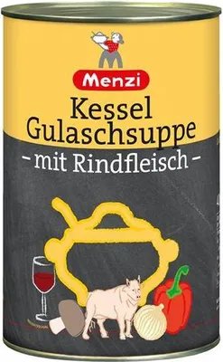 Produktbild von Menzi Kessel Gulasch 4200 G Dose Tafelfertig Proteinreich Frei von Ei