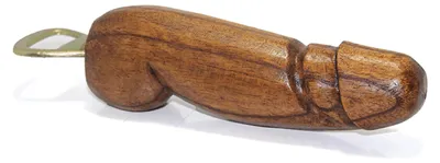 Hölzerner Flaschenöffner, handgefertigt, braun, 15 cm