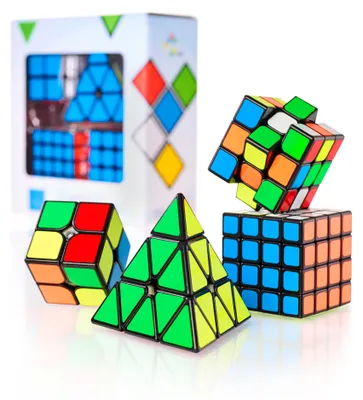 Produktbild von CUBIDI® Zauberwürfel Set - Speed Cube Set 2x2 3x3 4x4 Pyraminx Speedcube, Zauberwürfel für Kinder Erwachsene Anfänger 4 Stück