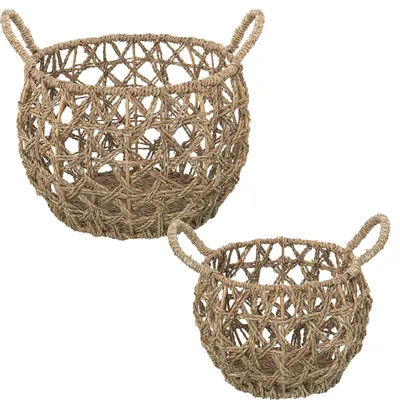 Obrázok produktu pre Sada DRW pozostávajúca z dvoch košíkov z morských rias, prírodná farba, rozmer 35 x 23/31 cm a 25 x 18/24 cm