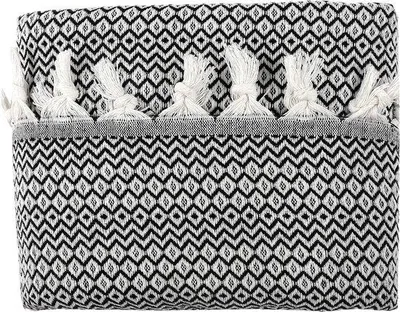 Zdjęcie produktu dla Unyqoos® Kocyk bawełniany, 200 x 230 cm, czarny – 100% bawełna, dwustronny, idealny jako narzuta na sofę i łóżko, koc do przytulania i na pikniki