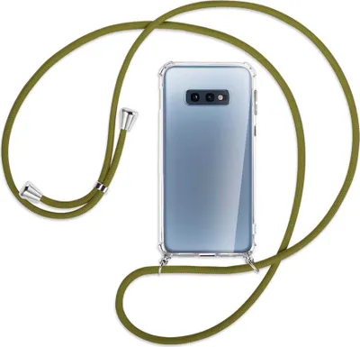 Produktbild von Handykette Backcover-Schutzhülle mit Band (Metall silberfarben) für Samsung Galaxy S10e - khaki
