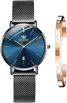 Produktbild von Elegante Damen-Armbanduhr mit langlebigem Stahlgeflecht, präzisem Quarzwerk, kratzfestem Mineralglas, wasserdicht bis 30 m, verstellbarem Mesh-Armband