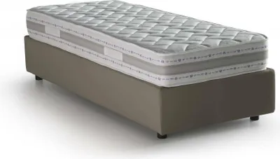 Produktbild von Einzelbett Dcinott, Containerbett mit Kunstlederbezug, 100%  Italy, Frontöffnung, inklusive Matratze 80x190 cm, Turteltaube