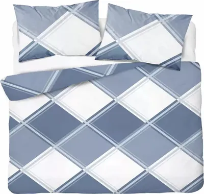 Produktbild von Bettwäsche, Flanellbettwäsche, dick und warm 200x220cm 4955b Blau kariertes Muster