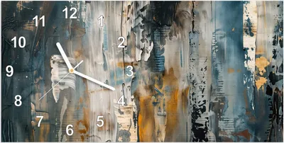 Produktbild von Wanduhr aus Glas mit Motiv Abstrakte Kunstwerke- 60 x 30 cm - inkl. Aufhängesystem