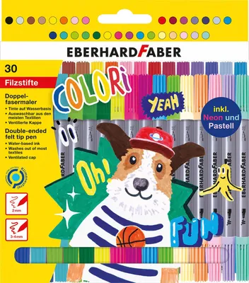 Produktbild von Eberhard Faber ''Dünne Spitze für feines Zeichnen und dicke Spitze für flächiges Malen,Inklusive 5 knallige Neonfarben und 5 sanfte Pa
