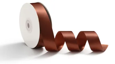 Productafbeelding van Satinband Kaffeebruin 2,5 cm breed - 45 meter per rol