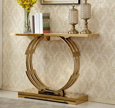 Immagine prodotto di Tavolo consolle moderno di design Tavolo consolle in acciaio inox di design in metallo Oro