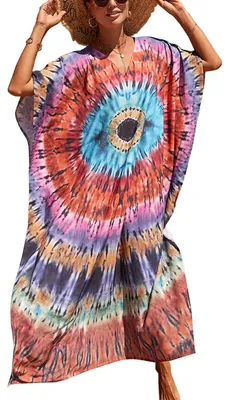 Produktbild von Bohemian Kaftan mit Batikmuster und V-Ausschnitt