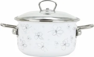 Obrázek produktu pro BELIS Smaltovaný hrnec se skl. poklicí PREMIUM bílý 24 cm/5,5l