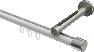Produktbild von Interdeco Innenlaufstange / Gardinenstange mit Innenlauf Weiß / Edelstahl-Optik, Typ Siteno Santo (Kappe), 20 mm Ø 1-läufig, 420 cm