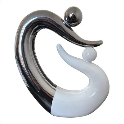Produktbild von Gilde Skulptur "Francis" Statue Pärchen aus Keramik, silber/weiss, 34x28 cm, Dekoration Wohnung, Paar Figur